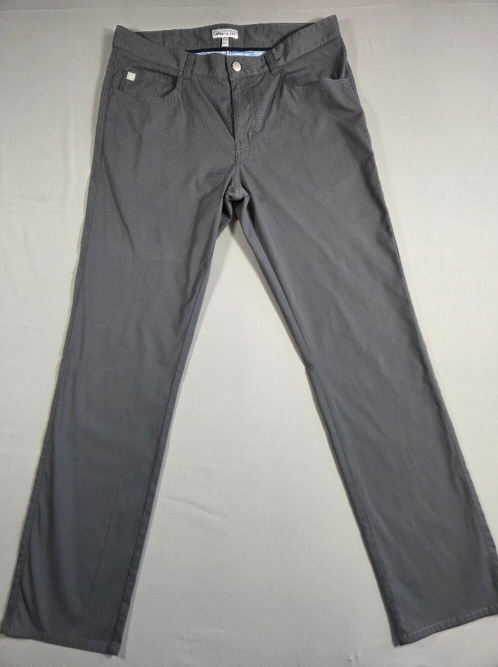 Peter Millar Mens 5-pocket Straight Gray Chinos Micro Houndstooth 34x32
